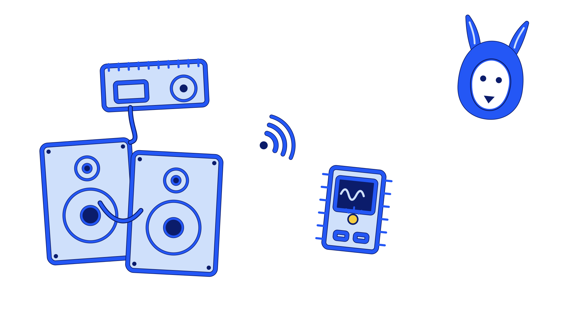 Robine Wake: bedroom speakers on a HiFiBerry-equipped Raspberry Pi, talking over Wi-Fi to a small ESP32 stop button